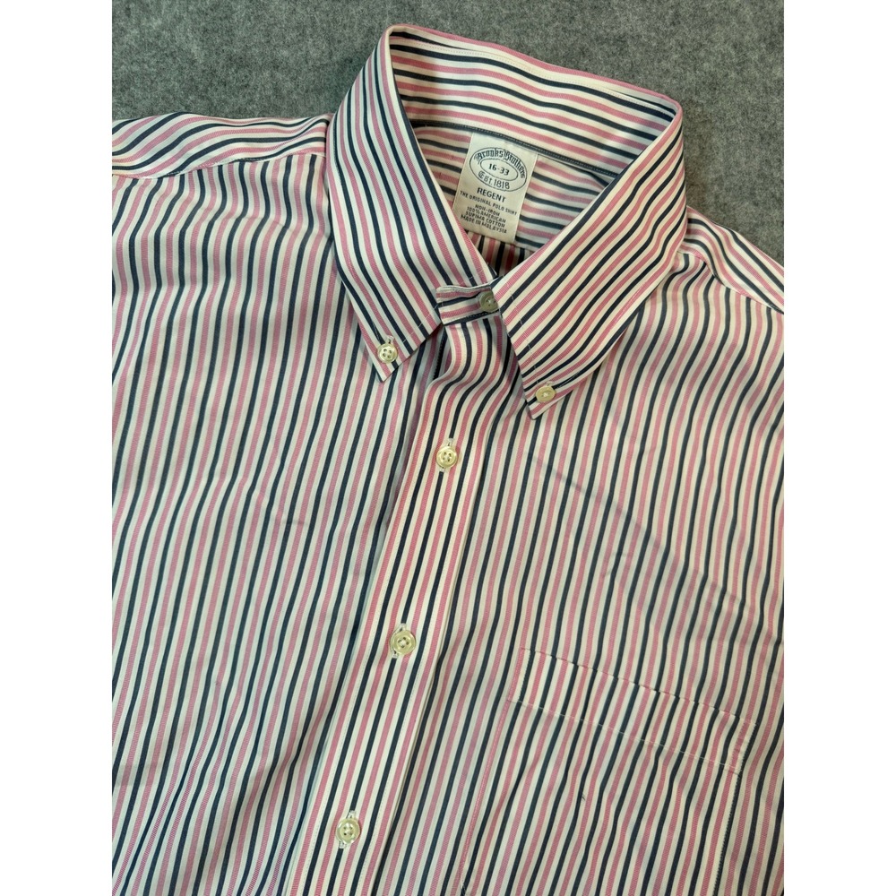 Brooks Brothers‎ Regent Dress Shirt Mens 16-33 Striped Non-Iron Cotton